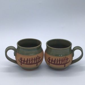 Pair Of Hand Thrown Pottery Mugs